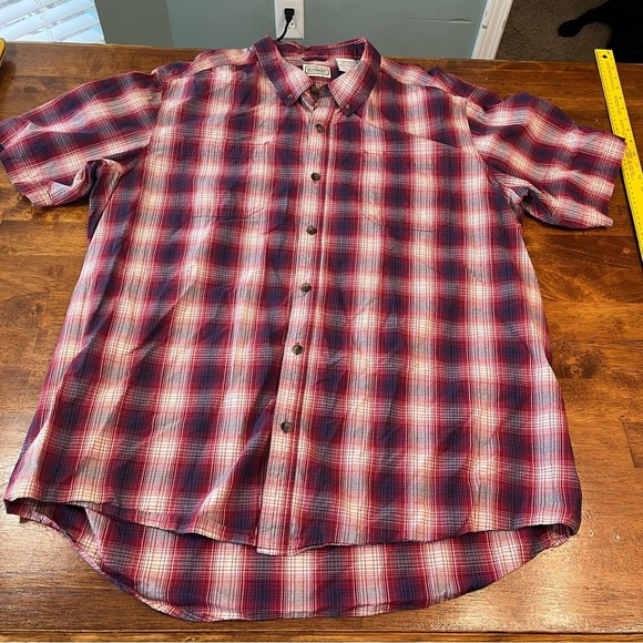 C.E. Schmidt workwear red navy plaid button down short sleeve size 2XLT - Picture 1 of 8
